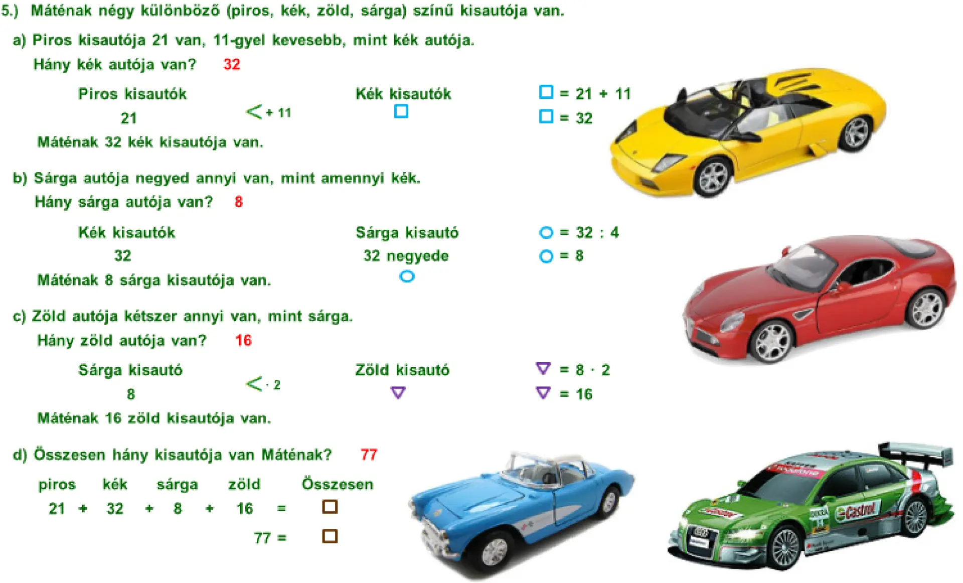 Képernyőfotó a 2. osztályos Matek Oázis interaktív tananyagból (szöveges feladatok)