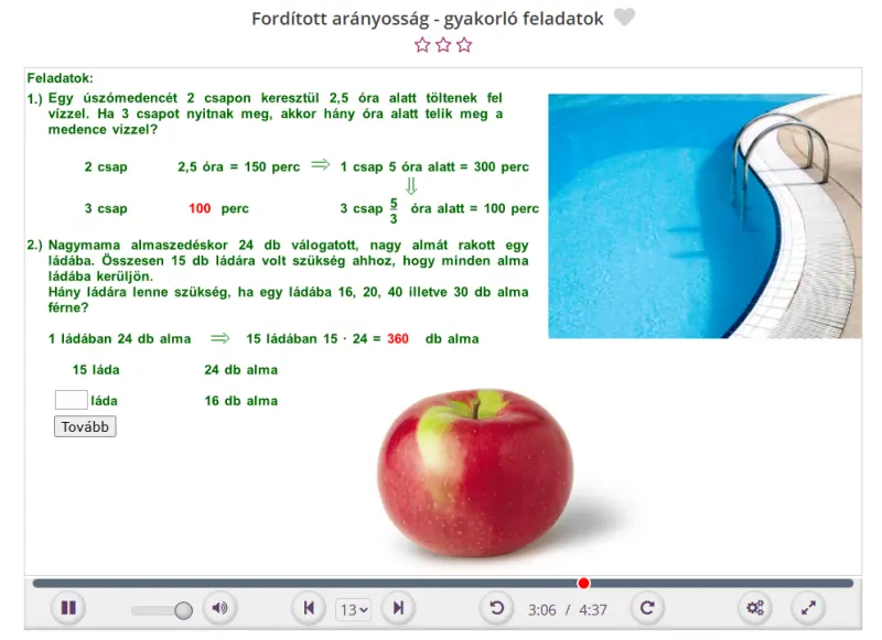 Képernyőfotó a 6. osztályos Matek Oázis interaktív tananyagból 