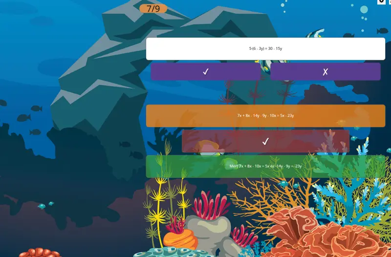 Gyakorló játék a 7. osztályos matek tananyagban