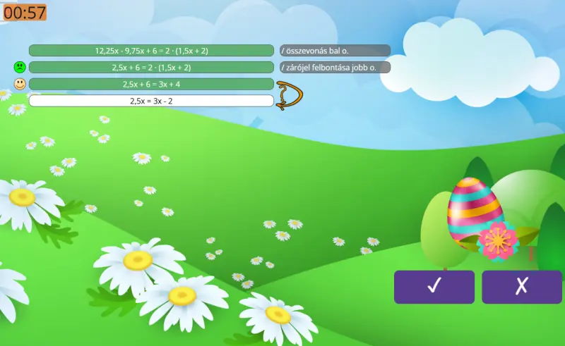 Gyakorló játék a 7. osztályos matek tananyagban