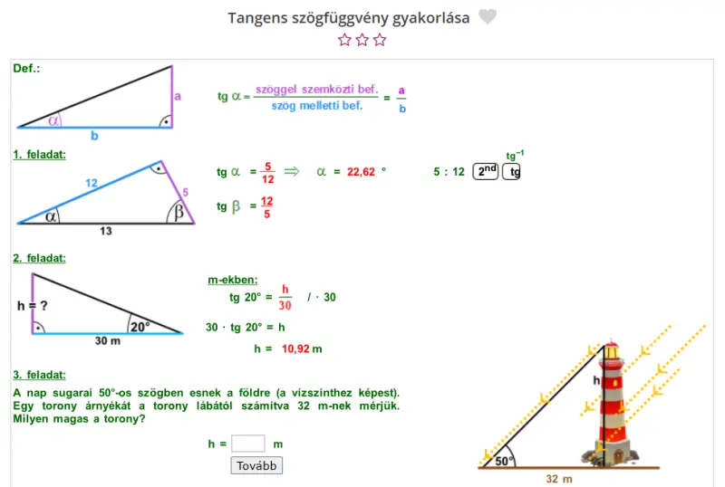 Képernyőfotó a 10. osztályos Matek Oázis interaktív tananyagból 