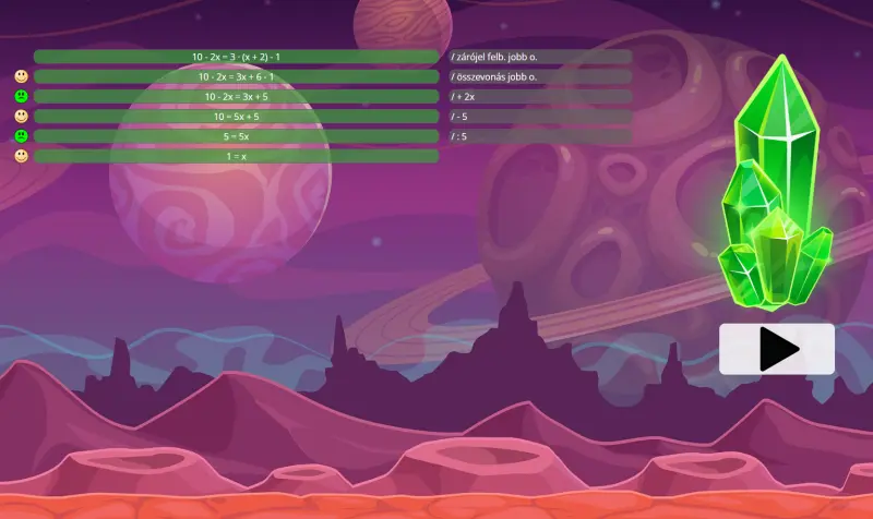 Gyakorló játék a 8. osztályos matek tananyagban