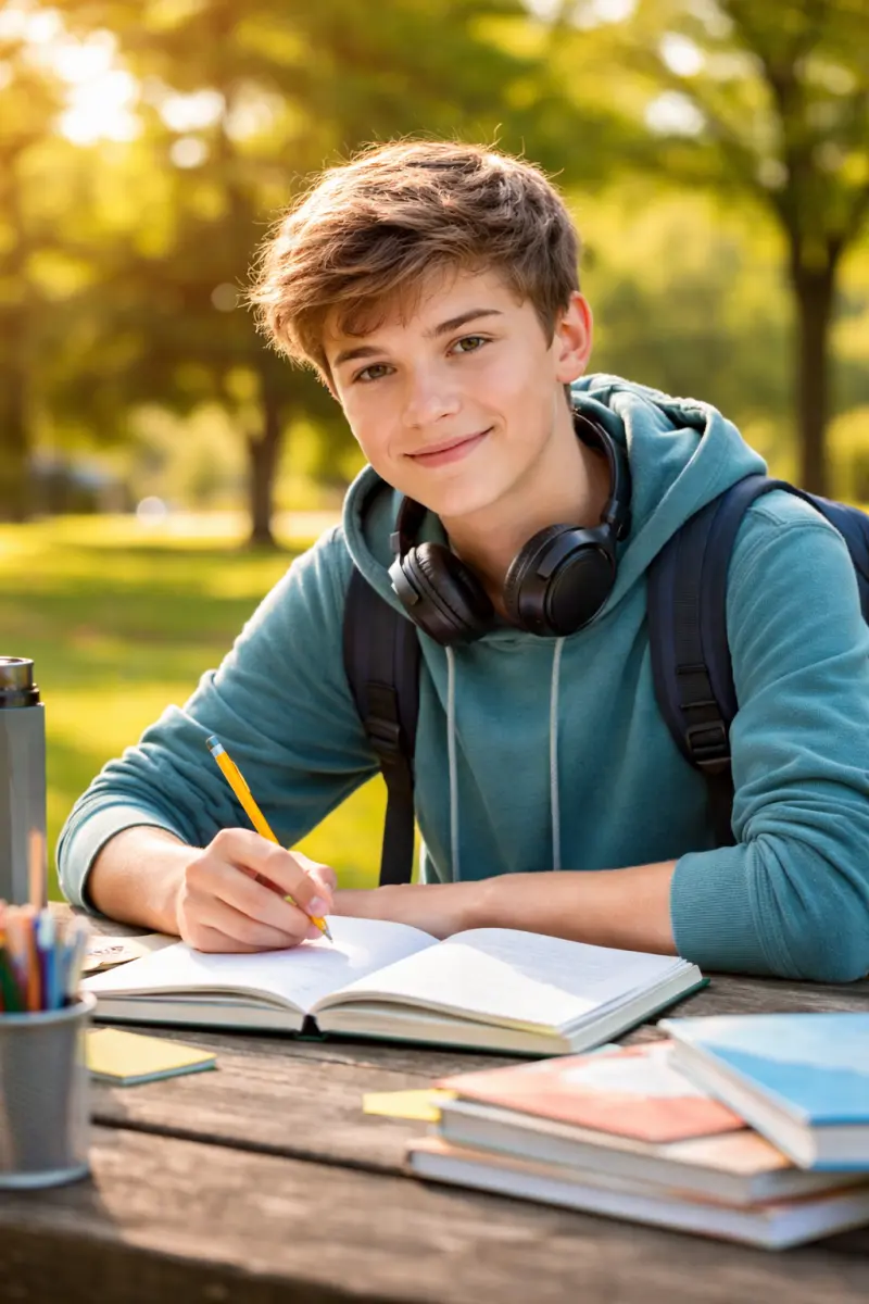 boldog tanuló lány