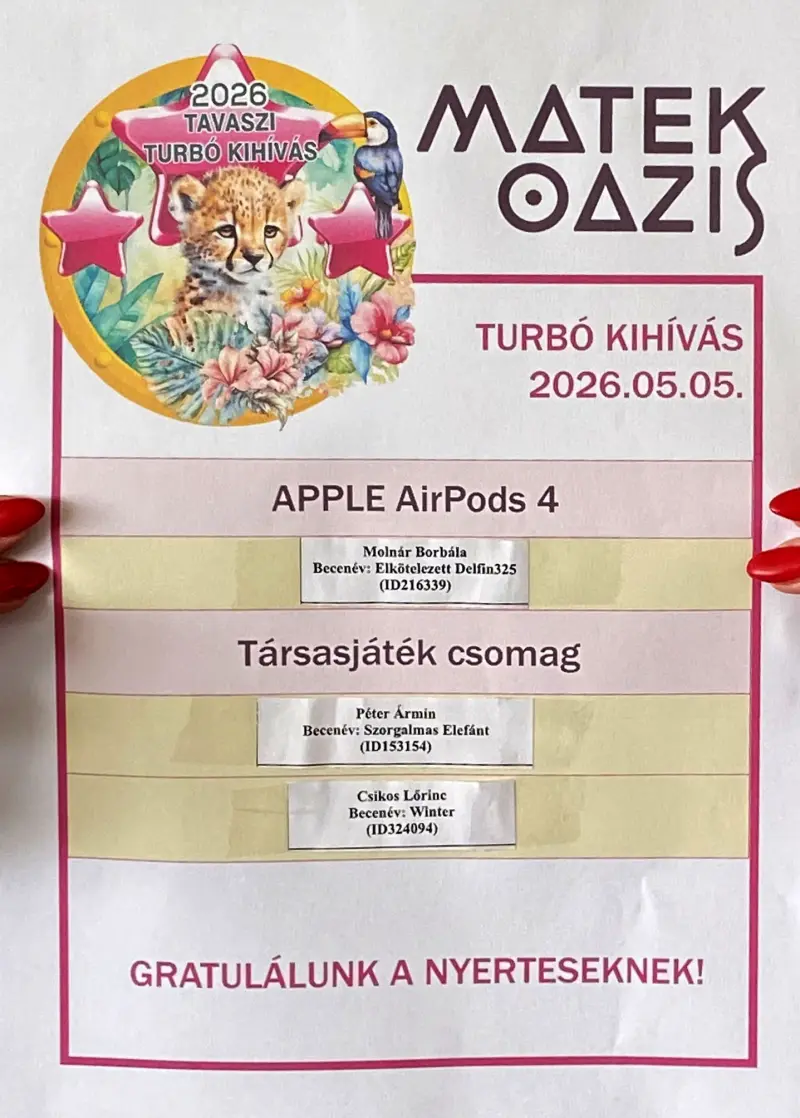Karácsonyi ajándékeső -  Nyertesek